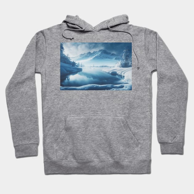 Winter Landscape Lake Mountains Hoodie by ReneeShitd